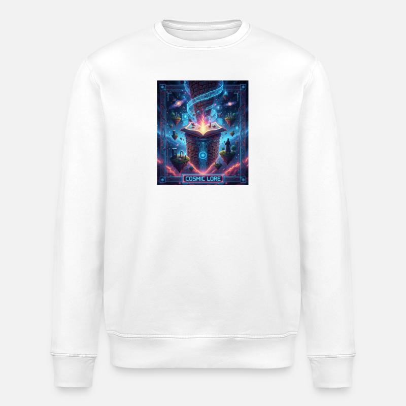 Cosmic Lore and Enchanted Book - Stanley/Stella ROLLER Unisex Organic Sweatshirt - white