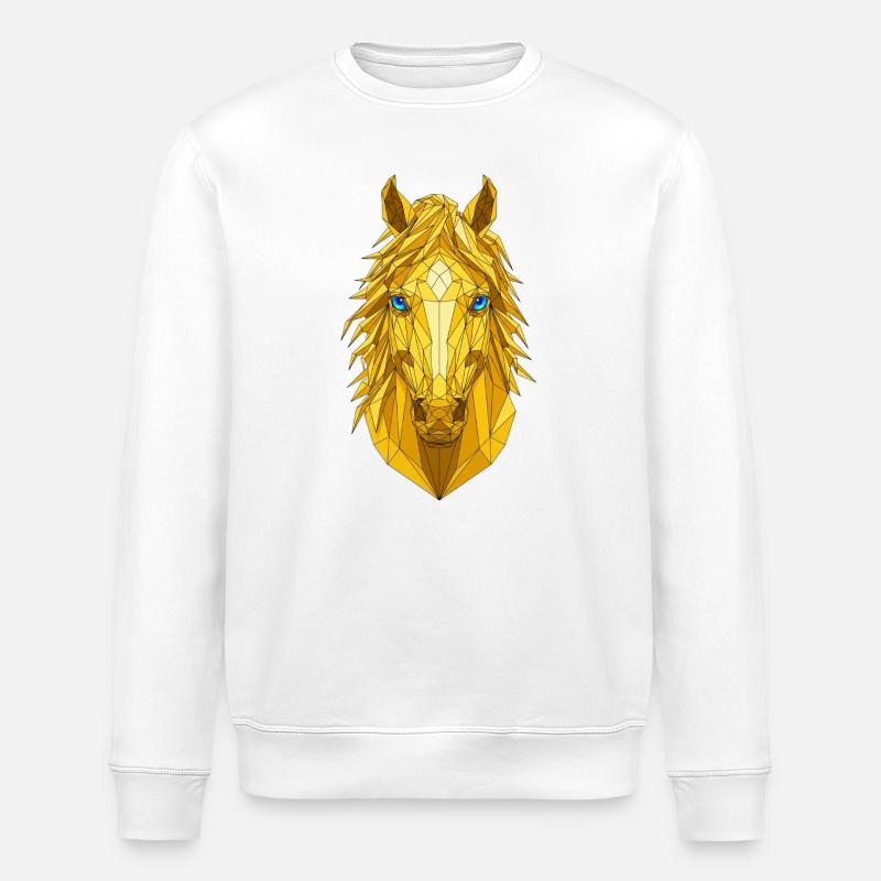 Goldenes Geometrie Pferd Kopf - Stanley/Stella Unisex Bio-Sweatshirt ROLLER - Weiß