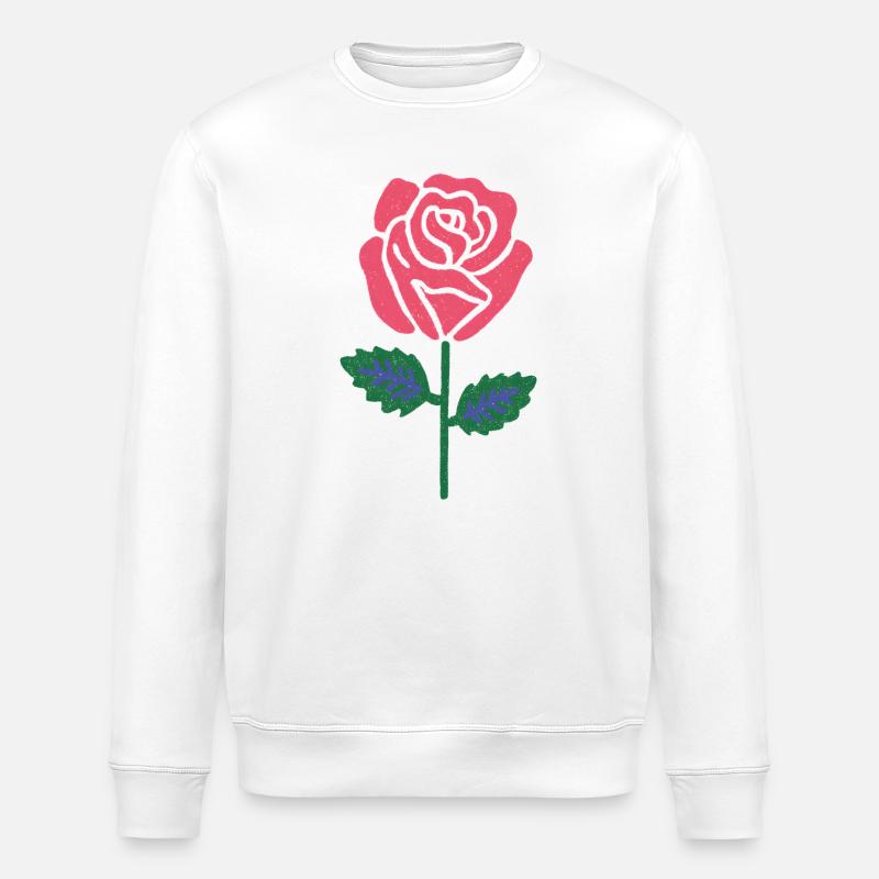 Rosa Rosengrafik Linien - Stanley/Stella Unisex Bio-Sweatshirt ROLLER - Weiß