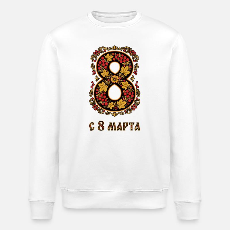Art populaire russe 8 mars - Sweat bio ROLLER Stanley/Stella Unisexe - blanc