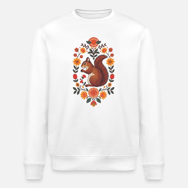 Écureuil dans une couronne de fleurs - Sweat bio ROLLER Stanley/Stella Unisexe - blanc
