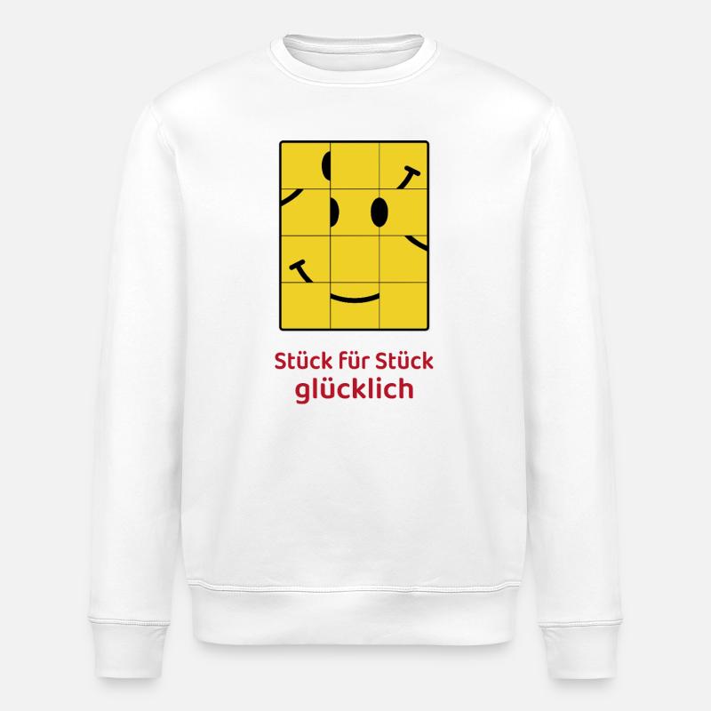 Happy piece by piece – Smiley Puzzle - Stanley/Stella ROLLER Unisex Organic Sweatshirt - white