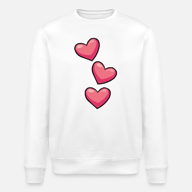 Dreier Herzen in Pink - Stanley/Stella Unisex Bio-Sweatshirt ROLLER - Weiß