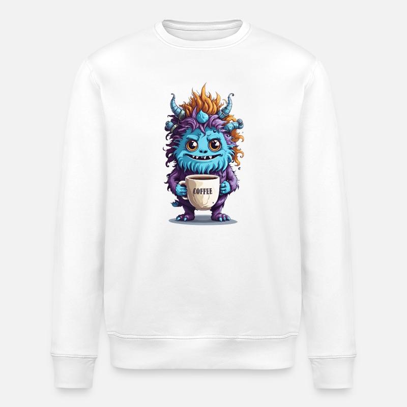 Kaffeemonster  - Koffein Zombie - Morgenmuffel - Stanley/Stella Unisex Bio-Sweatshirt ROLLER - Weiß