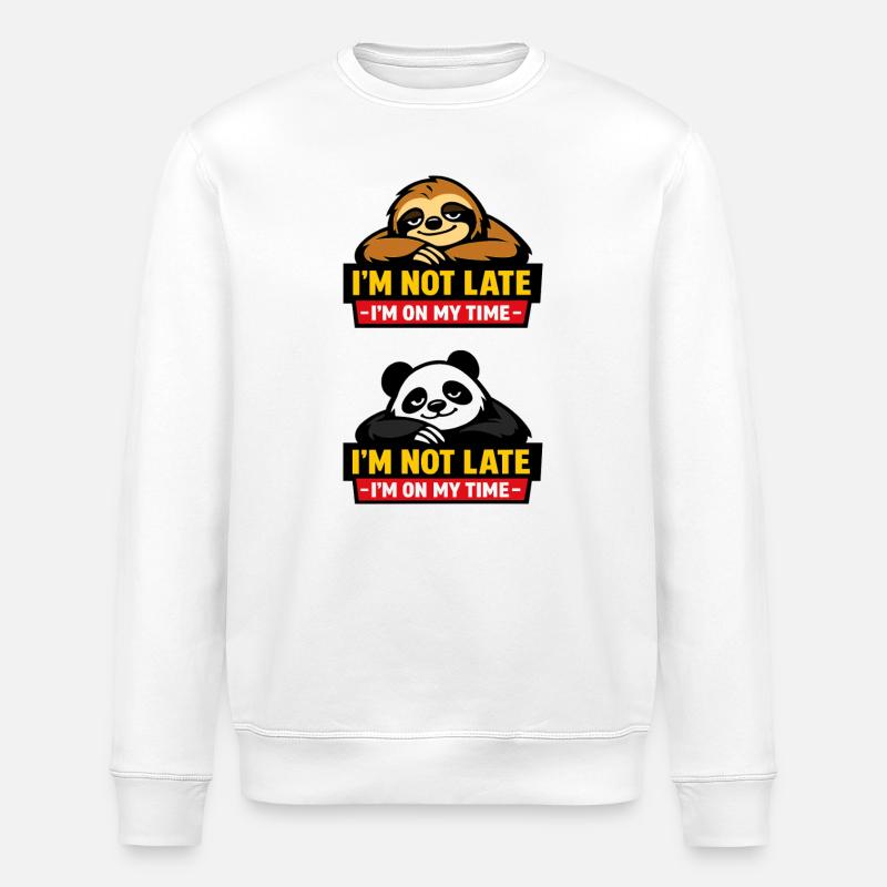 Nicht zu spät – Sloth Zeitgefühl - Stanley/Stella Unisex Bio-Sweatshirt ROLLER - Weiß