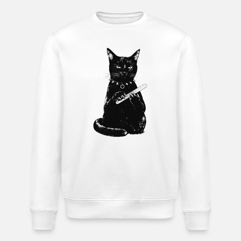 Chat avec lime à ongles - Sweat bio ROLLER Stanley/Stella Unisexe - blanc