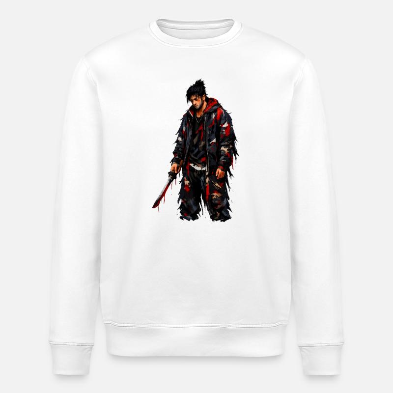 Dystopischer Krieger Zerfetzt Mantel - Stanley/Stella Unisex Bio-Sweatshirt ROLLER - Weiß