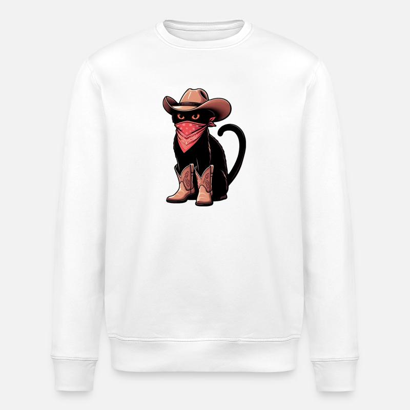 Chat cowboy - Sweat bio ROLLER Stanley/Stella Unisexe - blanc