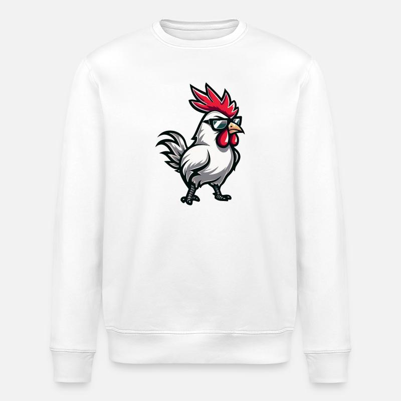 Rooster Comic Cool - Stanley/Stella ROLLER Unisex Organic Sweatshirt - white
