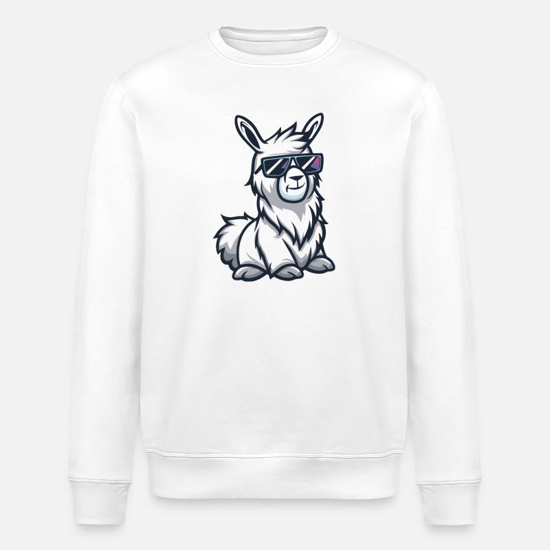 Alpaca Llama Comic Cool - Stanley/Stella ROLLER Unisex Organic Sweatshirt - white