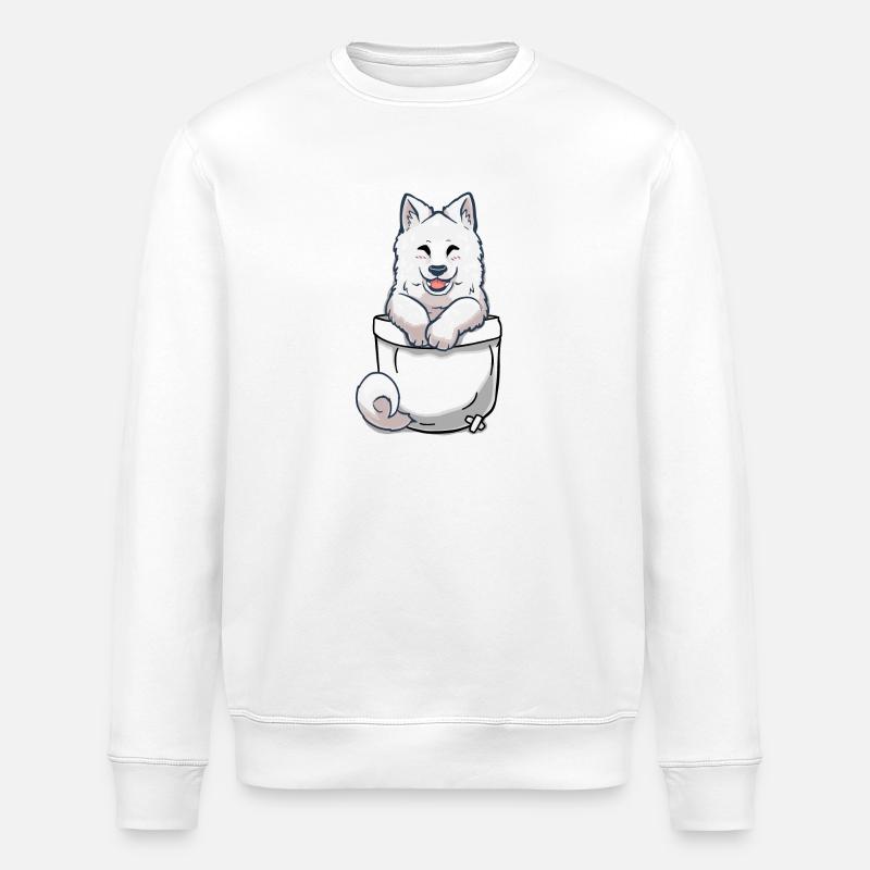 Pocket Samoyed Welpe - Stanley/Stella Unisex Bio-Sweatshirt ROLLER - Weiß