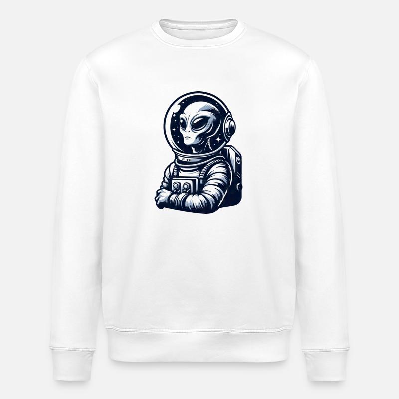 Astronaut meets proud alien - Stanley/Stella ROLLER Unisex Organic Sweatshirt - white
