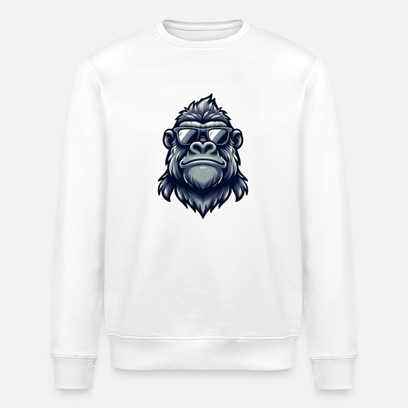 Cool Gorille Sunglasses Monkey - Stanley/Stella ROLLER Unisex Organic Sweatshirt - white