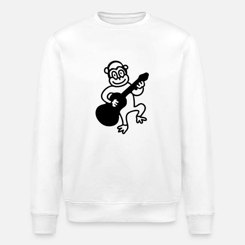 Monkey plays guitar - Line - Stanley/Stella ROLLER Unisex Organic Sweatshirt - white