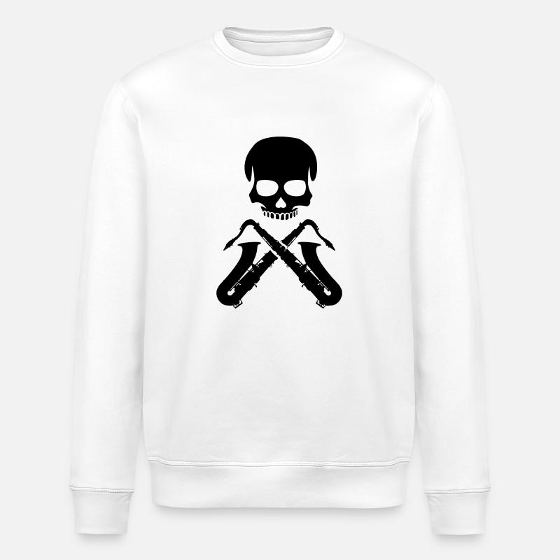 Saxophone Player Skull - Sweat bio ROLLER Stanley/Stella Unisexe - blanc