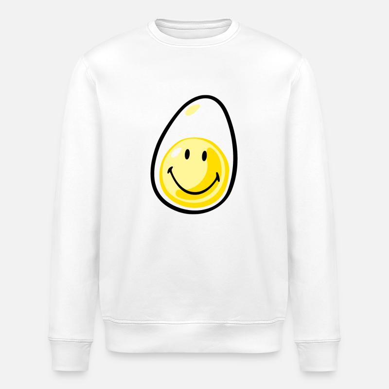 Smiley Hardboiled Egg - Stanley/Stella Unisex Bio-Sweatshirt ROLLER - Weiß