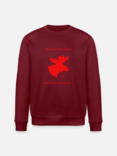 Elk Christmas Reindeer Deer - Stanley/Stella ROLLER Unisex Organic Sweatshirt - white