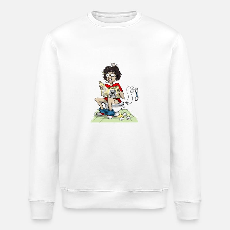 Zeitungslesen auf dem Klo - Stanley/Stella Unisex Bio-Sweatshirt ROLLER - Weiß
