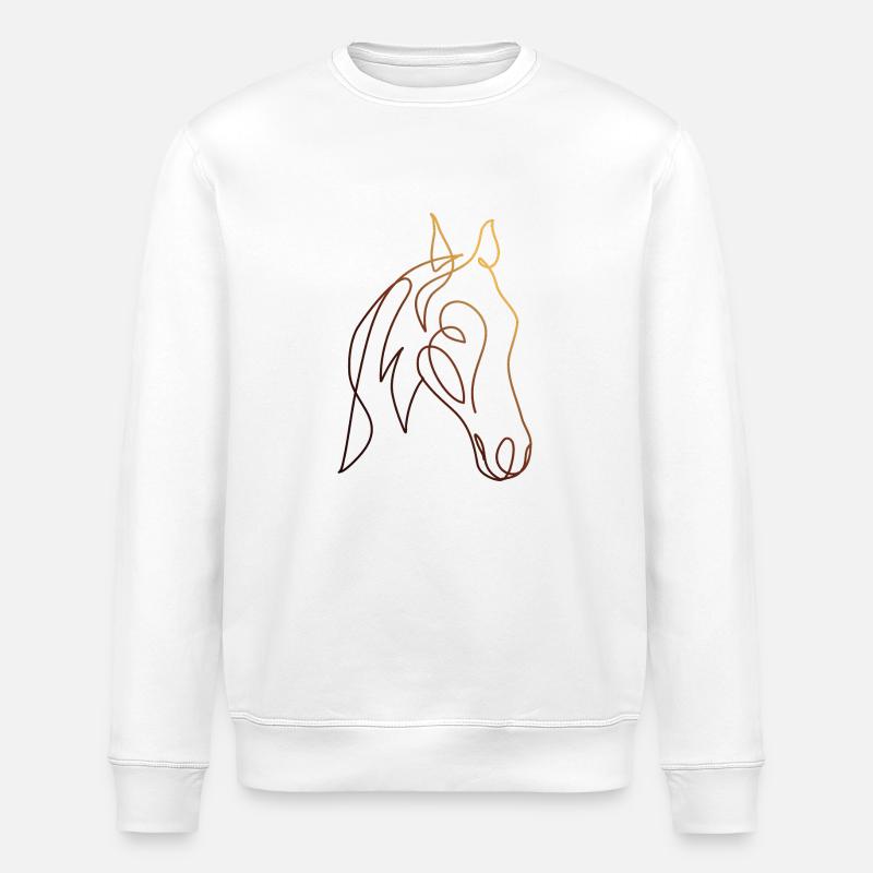 Dessin au trait CHEVAL - Sweat bio ROLLER Stanley/Stella Unisexe - blanc