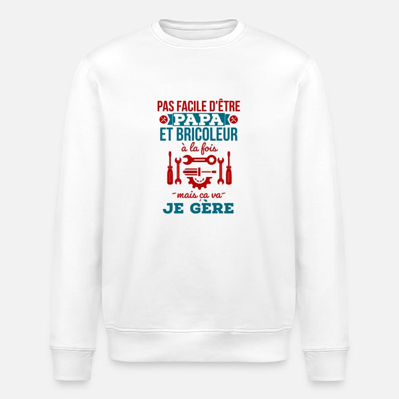 Papa bricoleur 2 - Sweat bio ROLLER Stanley/Stella Unisexe - blanc