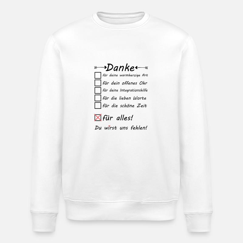 Integrationshielfer Integrationshilfe Danke sagen - Stanley/Stella Unisex Bio-Sweatshirt ROLLER - Weiß