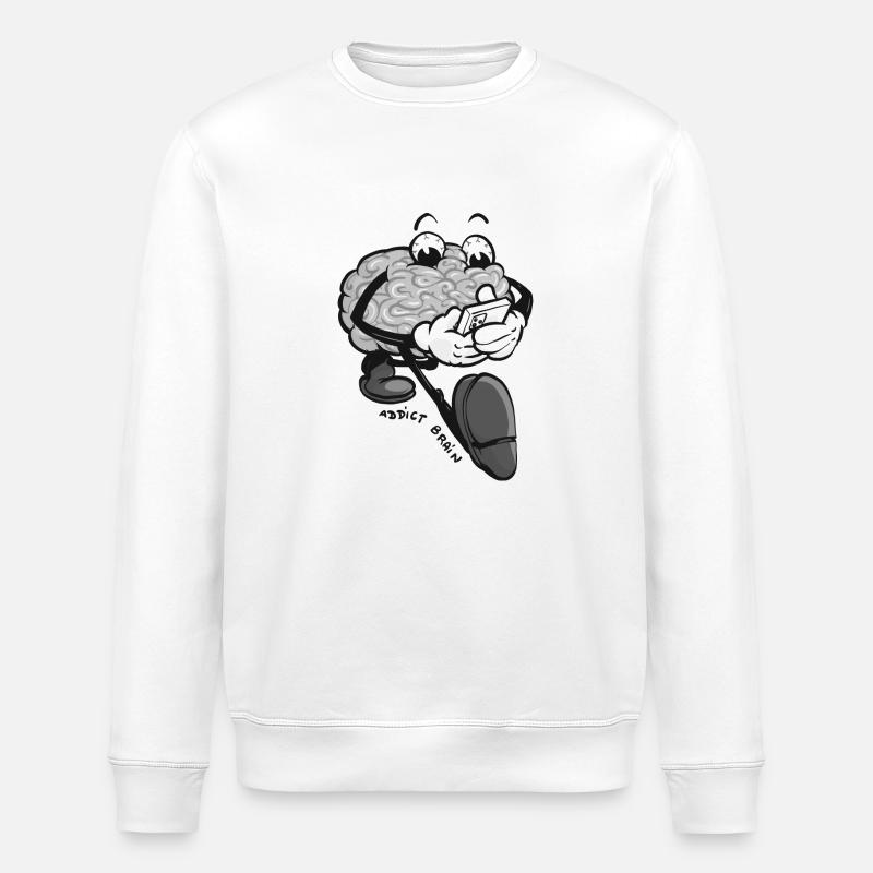 Brain Addict - grey version - Stanley/Stella ROLLER Unisex Organic Sweatshirt - white