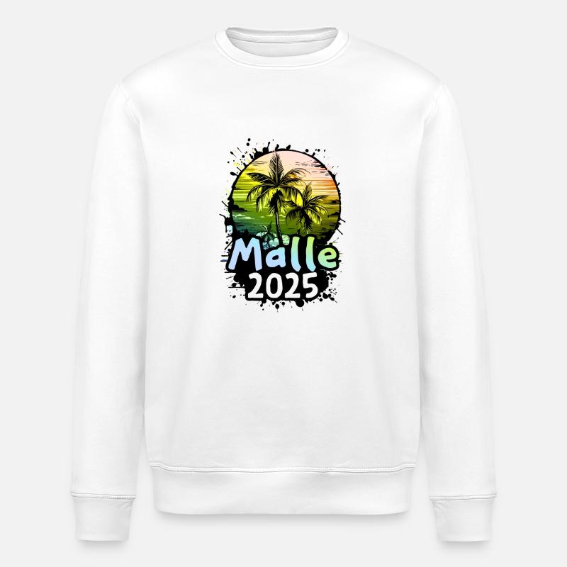 Malle 2025 Palmiers de Noël - Sweat bio ROLLER Stanley/Stella Unisexe - blanc