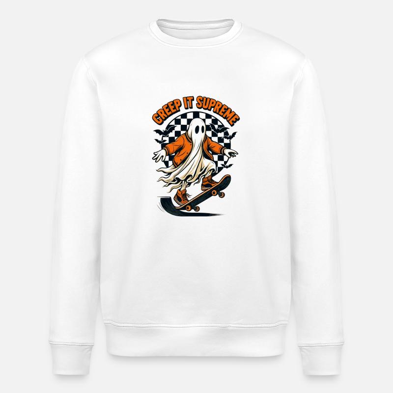Halloween - Ghost Skate - Stanley/Stella Unisex Bio-Sweatshirt ROLLER - Weiß