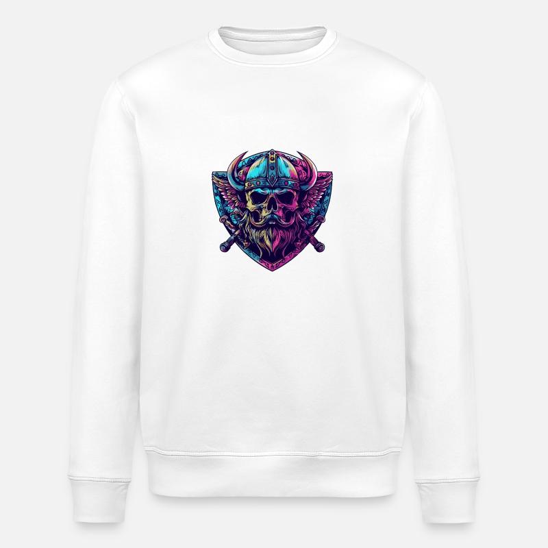 Viking Skull - Stanley/Stella ROLLER Unisex Organic Sweatshirt - white
