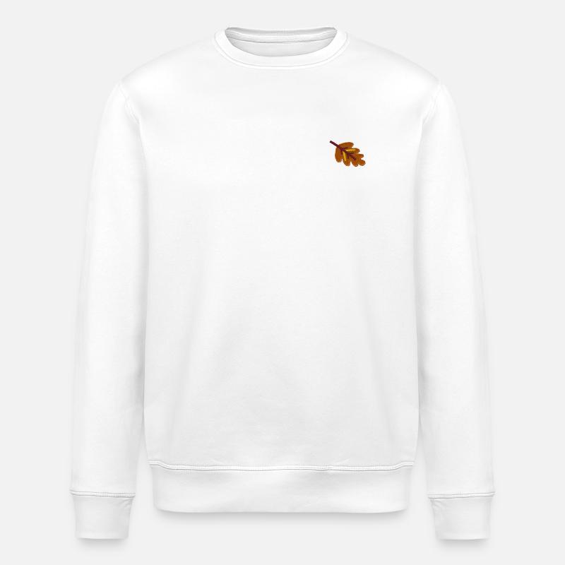 Feuille de chêne brodée - Sweat bio ROLLER Stanley/Stella Unisexe - blanc