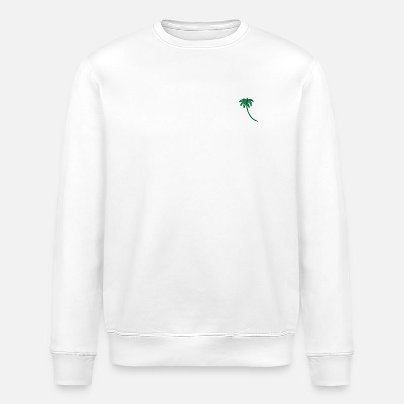 Palmier brodé - Sweat bio ROLLER Stanley/Stella Unisexe - blanc