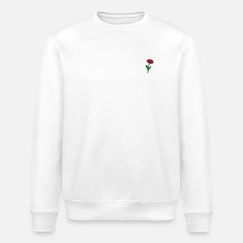 Fleur brodée - Sweat bio ROLLER Stanley/Stella Unisexe - blanc