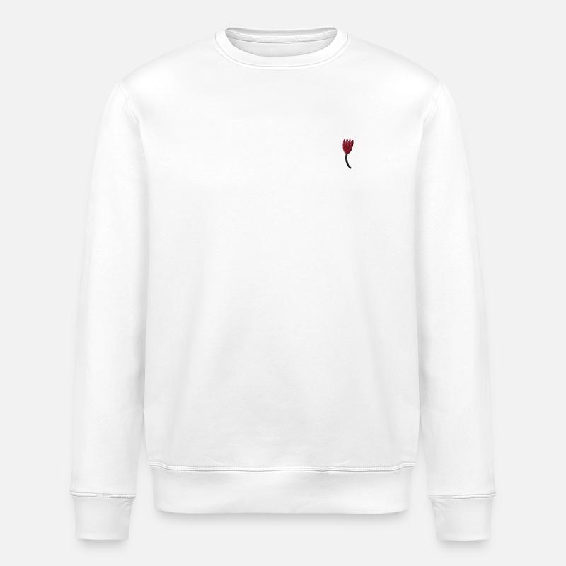 Tulipan broderet - Stanley/Stella økologisk unisex-sweatshirt ROLLER - hvid