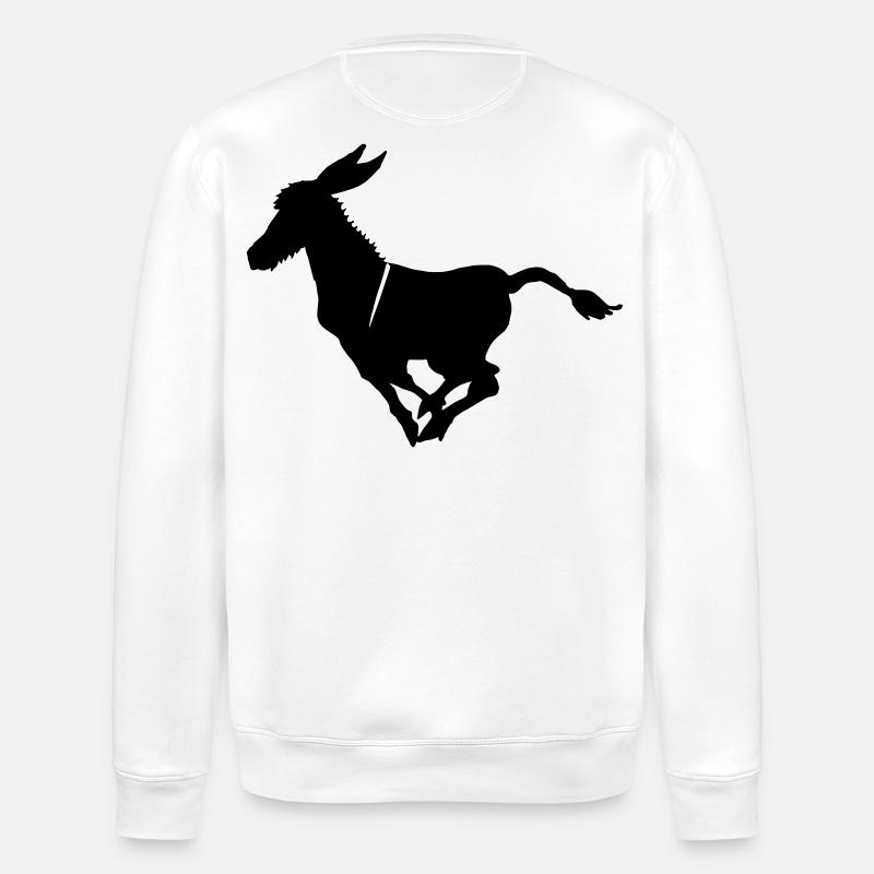 Süßer Esel im Galopp Grautier  - Stanley/Stella Unisex Bio-Sweatshirt ROLLER - Weiß