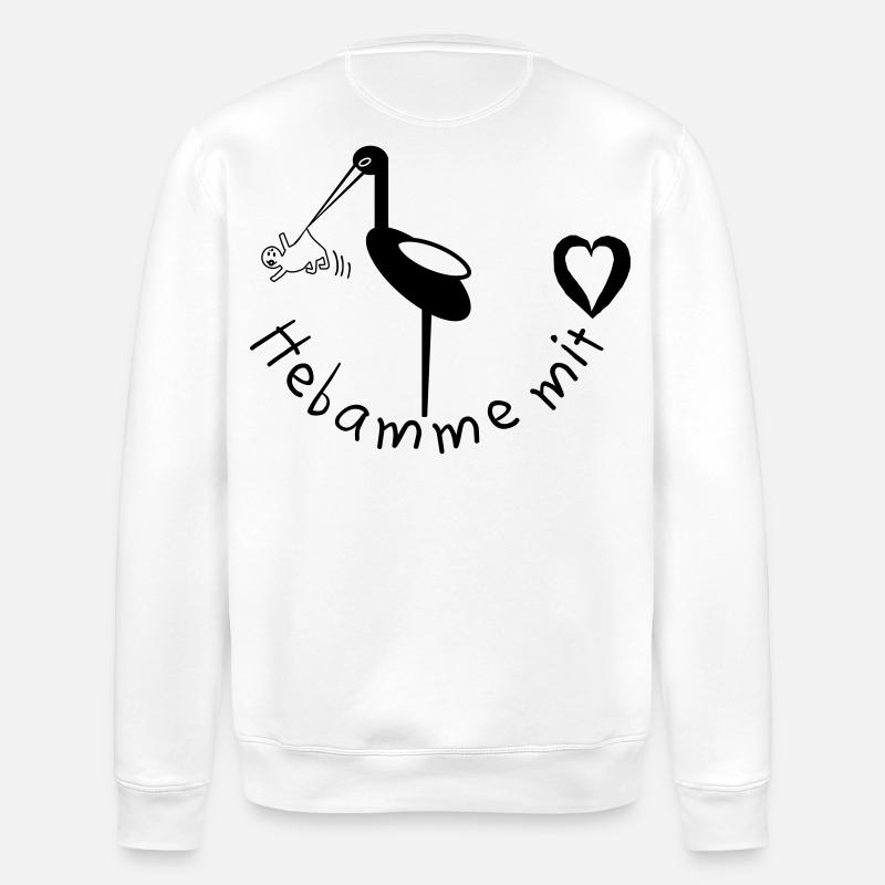 Hebamme mit Herz Storch - Stanley/Stella Unisex Bio-Sweatshirt ROLLER - Weiß