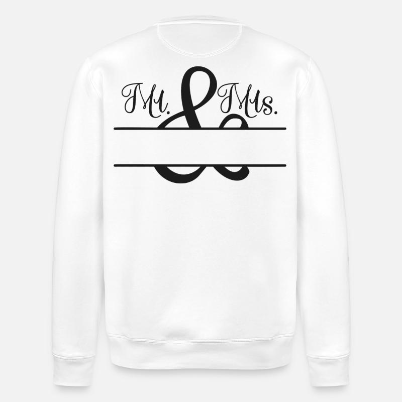 Mr. & Mrs. + Name to customize - Stanley/Stella ROLLER Unisex Organic Sweatshirt - white