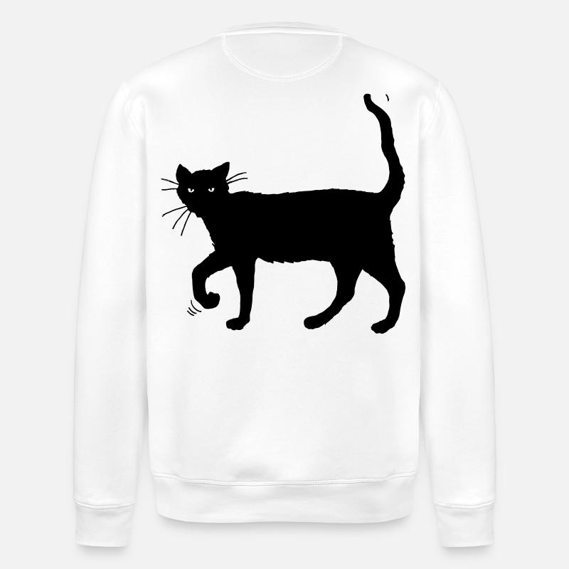 Black cat - Stanley/Stella ROLLER Unisex Organic Sweatshirt - white