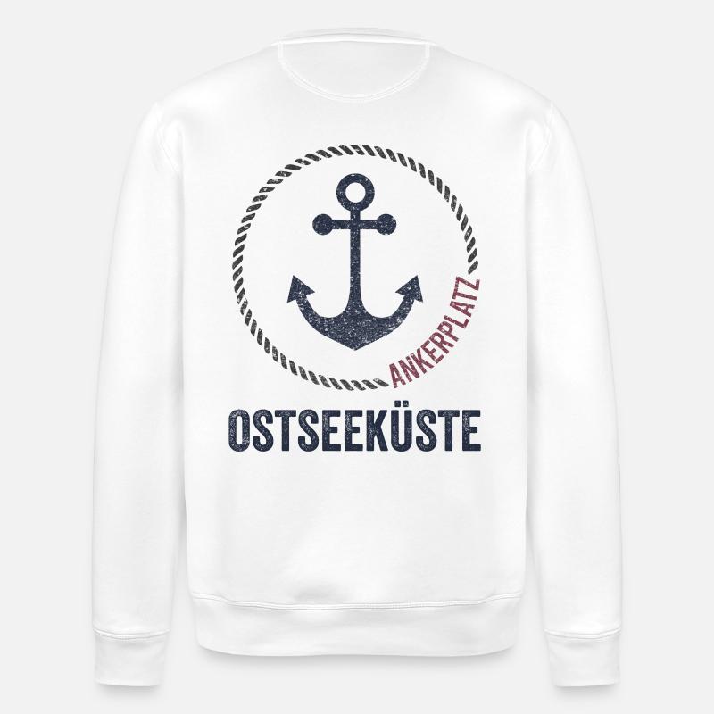 Ostseeküste Ankerplatz Nautik-Design - Stanley/Stella Unisex Bio-Sweatshirt ROLLER - Weiß