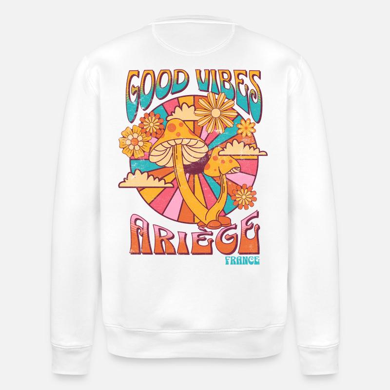 Good Vibes en Ariège - Sweat bio ROLLER Stanley/Stella Unisexe - blanc