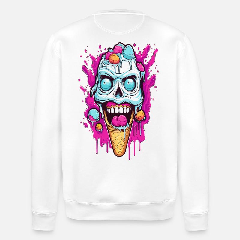 Conception de crème glacée crâne - Sweat bio ROLLER Stanley/Stella Unisexe - blanc