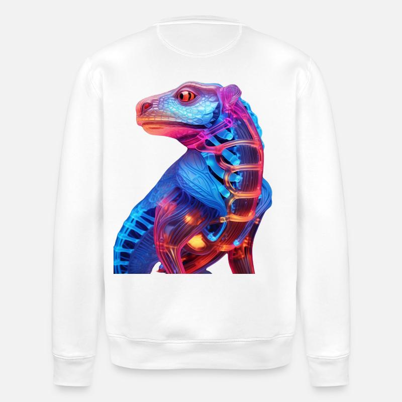 Neon-Illuminierter Drachen - Stanley/Stella Unisex Bio-Sweatshirt ROLLER - Weiß