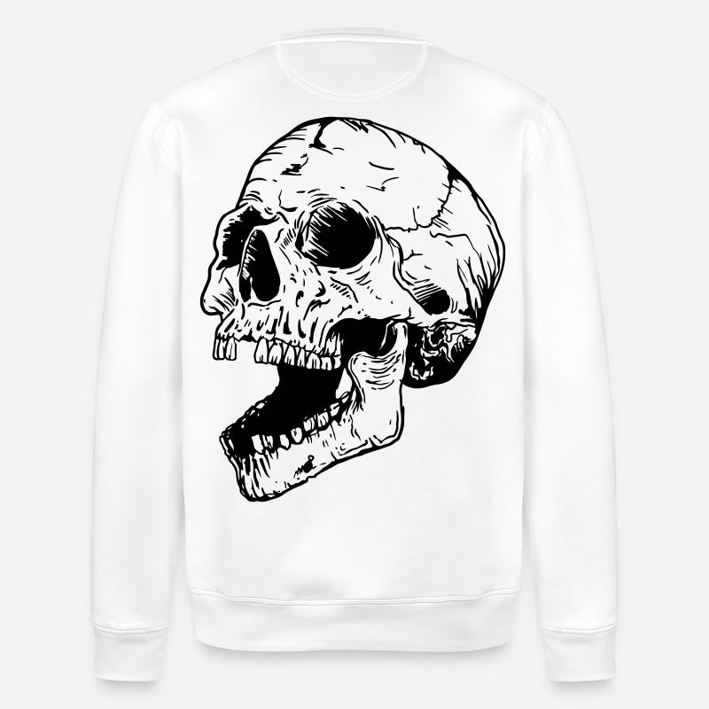 Crâne - Sweat bio ROLLER Stanley/Stella Unisexe - blanc