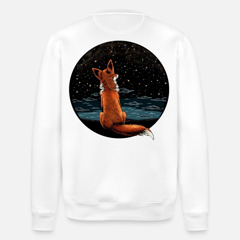 Fuchs mit Sternenhimmel - Stanley/Stella Unisex Bio-Sweatshirt ROLLER - Weiß