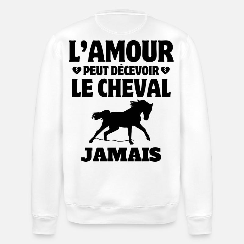 cheval, fan de cheval, cavalier - Sweat bio ROLLER Stanley/Stella Unisexe - blanc