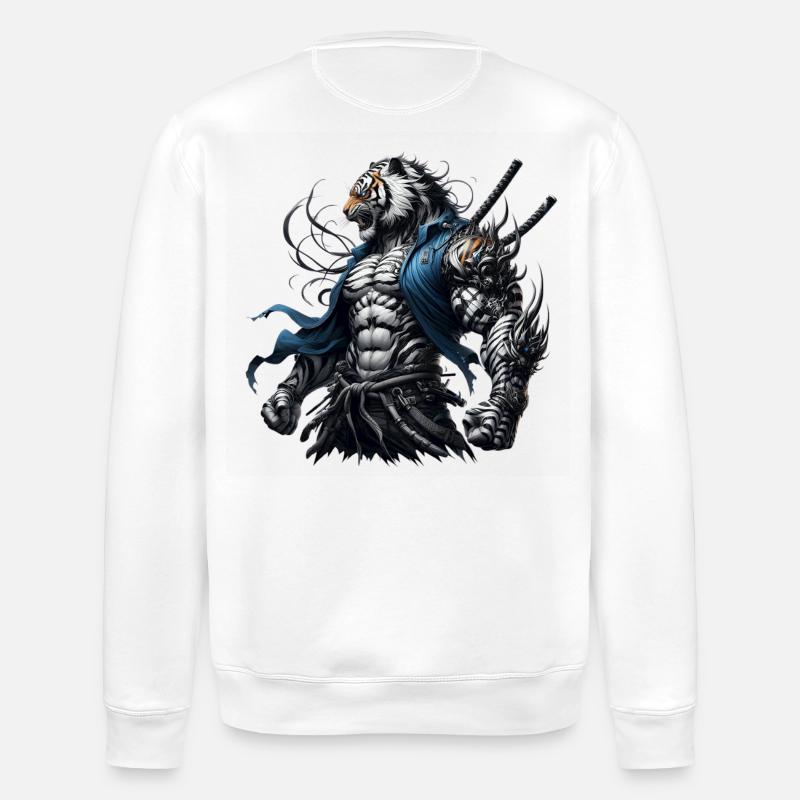 Samurai Tiger - Stanley/Stella ROLLER Unisex Organic Sweatshirt - white