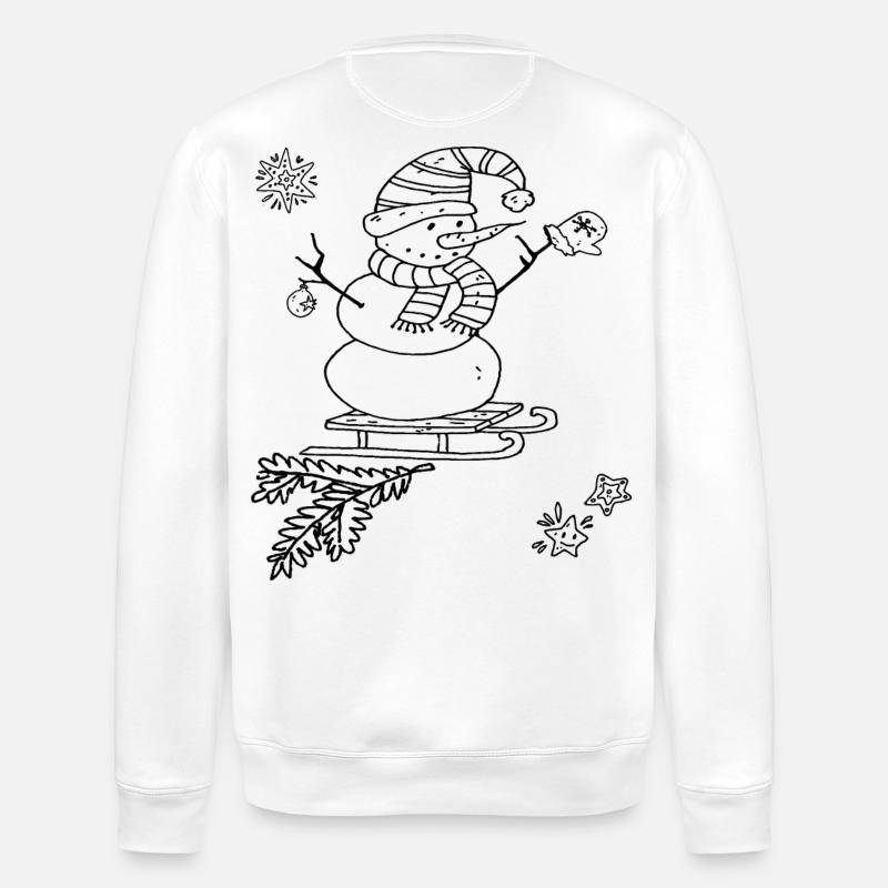 Schneemann mit Schlitten Weihnachten - Stanley/Stella Unisex Bio-Sweatshirt ROLLER - Weiß