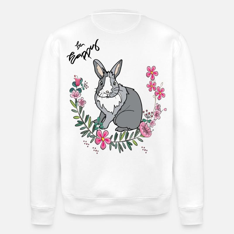 Be Happy Easter - Stanley/Stella ROLLER Unisex Organic Sweatshirt - white