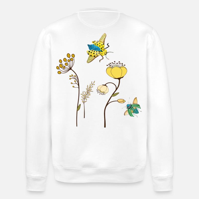 Fleurs de jardin avec des insectes - Sweat bio ROLLER Stanley/Stella Unisexe - blanc