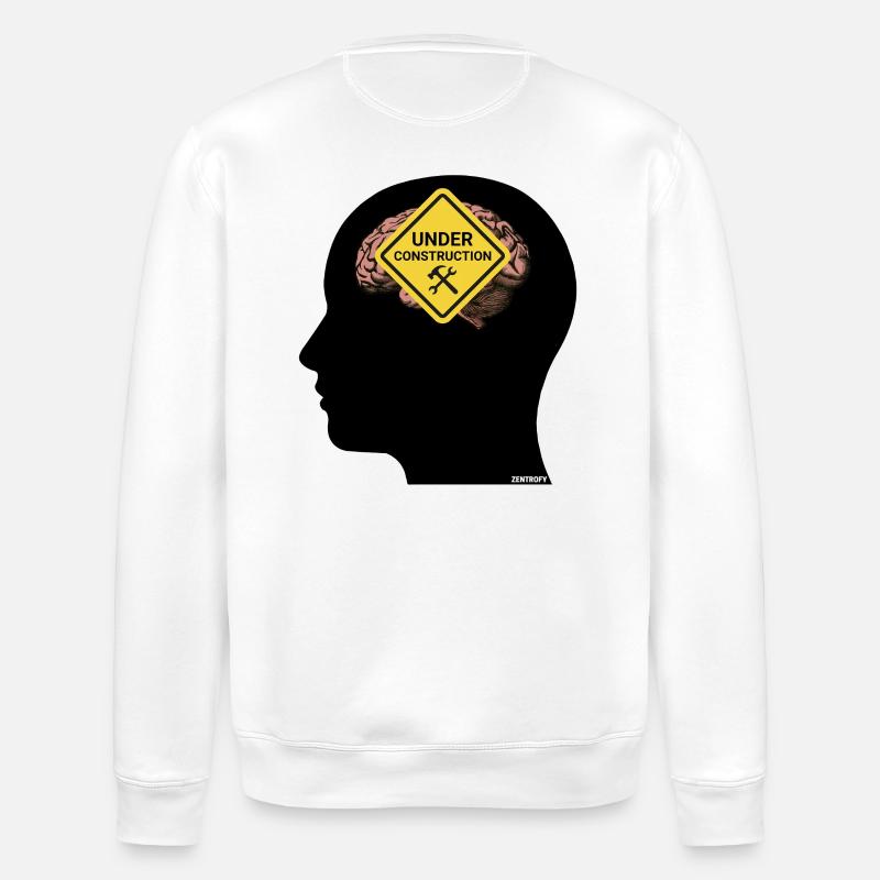 Mindful Construction Brain Tee - Stanley/Stella ROLLER Unisex Organic Sweatshirt - white