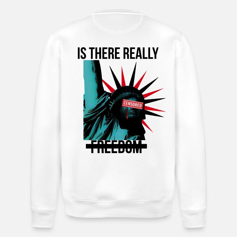 Rebellische Statue mit Censorship-Elementen - Stanley/Stella Unisex Bio-Sweatshirt ROLLER - Weiß